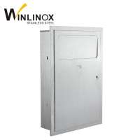 PUBLIC HOTEL STAINLESS STEEL TOILET WALL MOUNTED SWING LID WASTE BIN